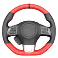 MEWANT Hand-Sewing DIY Red Glossy Carbon Fiber + Black Genuine Leather Car Steering Wheel Cover for Subaru WRX (STI) 2015-2019 / Levorg 2015-2019/ WRX Steering Wheel Cover Accessories - color: style-20：Red Glossy Carbon Fiber+Genuine Leather