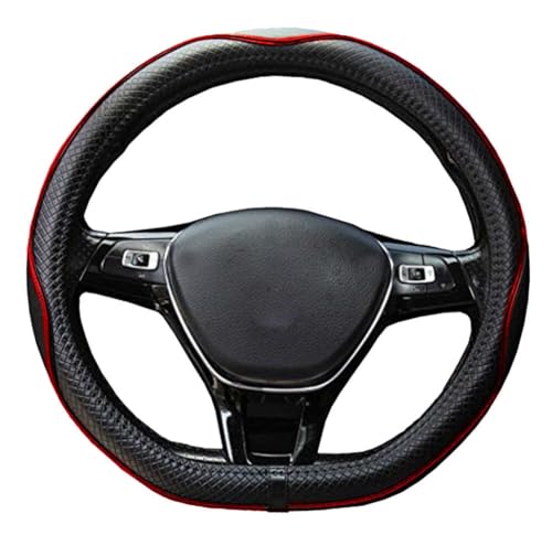 Mayco Bell Flat Bottom Steering Wheel Cover Anti-Slip,Safety,Soft,Breathable,Durable,Full Surround,Comfortable Grip Microfiber Leather (D-Shape,Black Red) - color: Black Red, size: D Shape