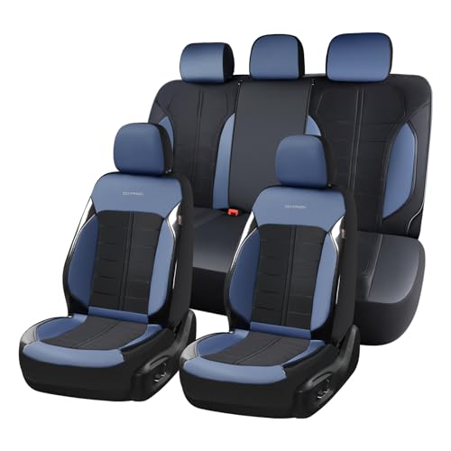 Coverado Seat Cover, Car Seat Cover Full Set, 3D Air Mesh Breathable Seat Protectors Sports Carbon Fiber Design Airbag Compatible Comfort Universal for Most Cars, Van,Trucks, SUV, Black&Blue - color: Black&Blue, size: Full Set