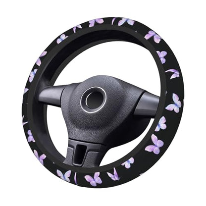 Purple Butterfly Car Steering Wheel Cover Non-Slip - color: Purple Butterfly