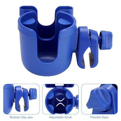 Accmor Stroller Cup Holder with Phone Holder, Bike Cup Holder, Universal Cup Holder for Uppababy Nuna Doona Strollers, 2-in-1 Cup Holder for Walker, Wheelchair, Scooter - color: All Dark Blue & All Dark Blue