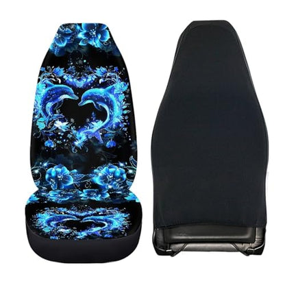 Dolphin Car Interior Accessories Dolphin Car Seat Covers Full Set of 4 Pcs Universal Automotive Seat Cute Cushion Pads Driver Seat Blanket Split Bench Back Protector,Truck SUV Van - color: Blue Dolphin