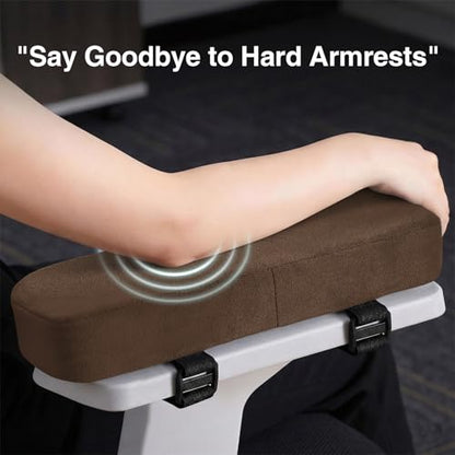 Smiry Ergonomic Office Chair Armrest Pads, Memory Foam Arm Rest Covers, Non-Slip Armrest Cushion with Adjustable Buckles and Straps, Elbow Relief for Desk, Gaming & Wheelchair (Coffee, Set of 2) - color: Coffee