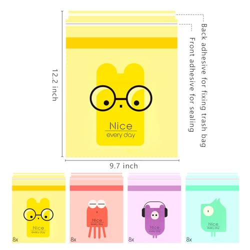32pcs Car Trash Bags Easy Stick-On Disposable Portable Car Garbage Bags, Waterproof Leak Proof Barf Vomit Bags, Self Adhesive Cleaning Bags for Cars, Bedrooms, Bathrooms, Offices, Kitchens - Pattern A - color: A-32 Pieces