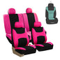 FH Group Stylish Full Set Car Set Covers Front Set and Rear Split Function, Airbag Compatible – Universal Fit for Cars Trucks & SUVs (Pink/Black) - color: Pink