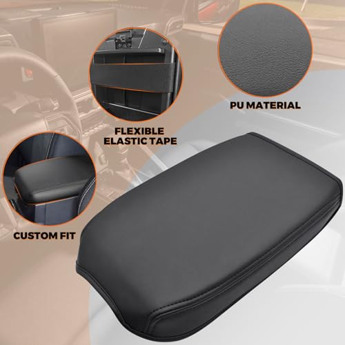Center Console Cover Compatible with Toyota Tacoma 2016-2023 Accessories, Microfiber PU Leather Armrest Box Lid Protector Cover for Toyota Tacoma Accessories (Black) - size: Fit for Toyota Tacoma 2016-2023