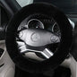 Fluffy Wool Sheepskin Fuzzy Black Car Steering Wheel Cover for Universal Auto Steering Wheel 14 1/2-15 1/2inch, Anti-Slip, Soft Plush, Comforting and Luxurious, Soft Texture (Black) - color: Black