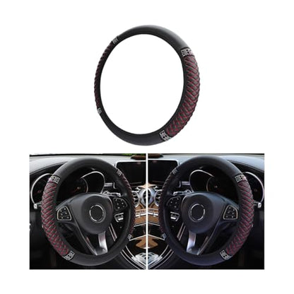 Osilly Bling Car Steering Wheel Cover, 15 Inch Rhinestones Soft Leather Elastic Steering Wheel Protector, Sparkly Crystal Diamond for Women Girls (Black/Red) - color: Black/Red