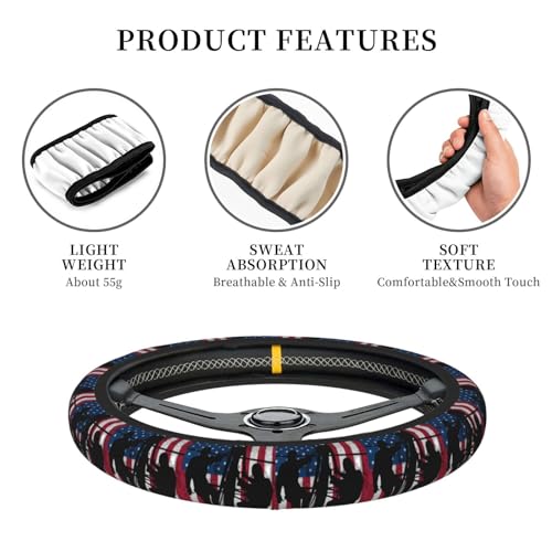 Lineman American Flag Universal Steering Wheel Covers, Cute Car Accessories for Women Girls Car Truck - color: Lineman American Flag