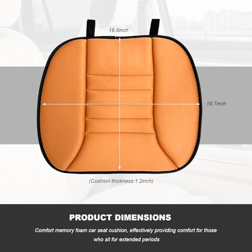 Car Seat Cushion, Breathable Driver Seat Protector with 1.2" Thick Comfortable Memory Foam, Universal Non-Slip Chair Pillow Pressure Relief Cushion Pad for Car Home Office (Orange) - color: Orange