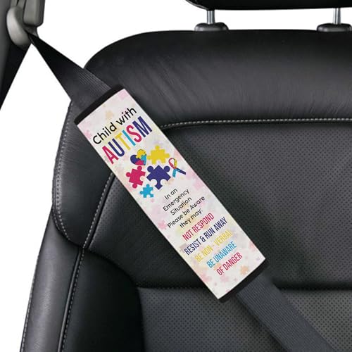 Personalized Name Child with Autism Seat Belt Cover Autism Awareness Medical Alert Autism Seatbelt Cover for Kids Non-Verbal Autistic Special Needs Autism Car Accessories AT32 - color: Type 16