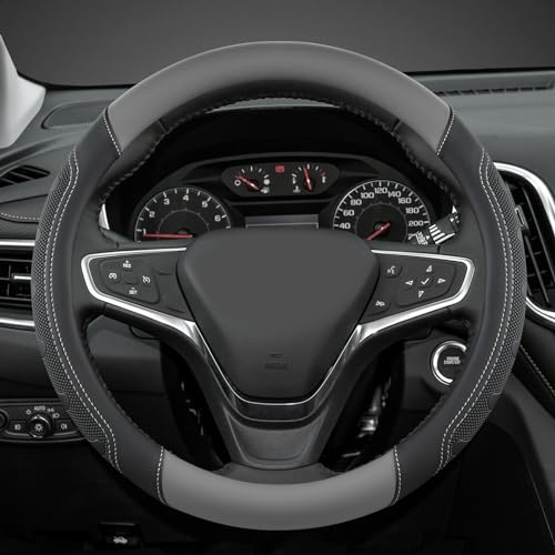 GIANT PANDA Car Steering Wheel Cover Customized for Chevy, Black and Gray - color: C-Black+Gray