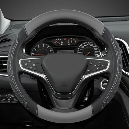 GIANT PANDA Car Steering Wheel Cover Customized for Chevy, Black and Gray - color: C-Black+Gray