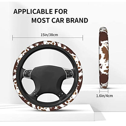 Brown Cow Print Steering Wheel Cover Universal 15 Inches for Women Men, Neoprene Anti-Slip Cute Car Steering Wheel Grip Wrap Car Accessories Protective Case Cover for Vehicle Truck SUV¡­ - color: Rainbow Cheetah Print