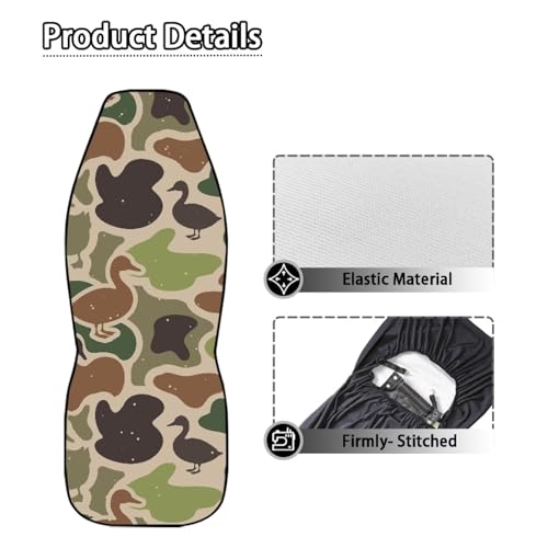 Duck Camo Car Seat Covers 2 Pcs Automobile Front Seat Covers Breathable Protection Interior Accessories Anti-Slip Back Fabric Compatible with Most Cars,SUV,Sedan - color: Duck Camo Print