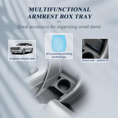 BIBIBO 2Packs for 2026 Hyundai Palisade Center Console Organizer 2026 Hyundai Palisade (SE, SEL, SEL Convenience, SEL Premium, XRT Pro, Limited, Calligraphy)Under Console Insert Tray+Divider Organizer - color: Black-(Console Under+Insert shelf)