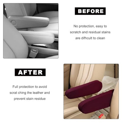 KVAEY 2 PCS Car Front Seat Armrest Covers, Elastic Fabric Stretch Car Seat Armrest Protectors, Soft Front Seat Armrest Cover Replacement, Universal Vehicle Accessories for Cars (Wine Red) - color: Wine Red