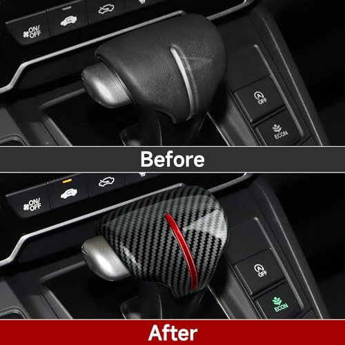 Car Gear Shift Knob Cover Decals for 2017 2018 2019 2020 2021 2022 Honda CR-V Accessories CRV ABS Carbon Fiber Stickers, Black Red - color: Gear Shift Knob Cover, Black Red