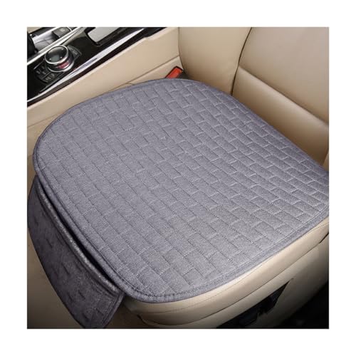 Front Car Seat Cover, Anti-Slip Breathable Linen Bottom Seat Protector Covers with Storage Pockets, Universal Front Driver Seat Pad Mat for Cars SUVs Truck Van (Gray) - color: Gray, size: Front