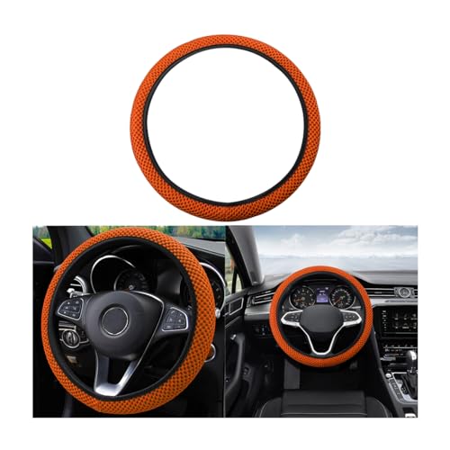 Moly Magnolia Elastic Stretch Steering Wheel Cover, Universal 15 Inch Automotive Steering Wheel Cover, Microfiber Breathable Anti-Slip Odorless Ice Silk, Warm in Winter Cool in Summer (Orange) - color: Orange