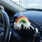 Cute Rainbow Car Mirror Hanger - Crochet Hand Knitted Rear View Mirror Accessory - color: Rainbow