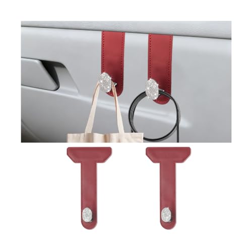 Zpana 2PCS Bling Car Co-Pilot Glovebox Hook, Crystal Rhinestone Vehicle Passenger Seat Hanger for Purse Handbag Umbrella, Automotive Glove Box Storage Organizer, Universal for Truck SUV Van (Red) - color: Red
