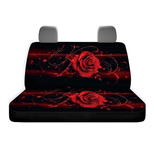 AFPANQZ 3D Red Rose Car Rear Seat Cover Non-Slip Stretch Universal Fit, Baby Dog Pets Work Back Seat Cover for Car Truck Van SUV Back Seats Cushion Protective Against Dirt & Pet Fur - color: 3D Red Rose