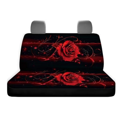 AFPANQZ 3D Red Rose Car Rear Seat Cover Non-Slip Stretch Universal Fit, Baby Dog Pets Work Back Seat Cover for Car Truck Van SUV Back Seats Cushion Protective Against Dirt & Pet Fur - color: 3D Red Rose