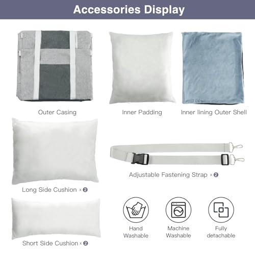 Pet Car Seat for Small Dogs up to 25 lbs with Safety Straps, Storage Pockets, Travel Carrier Bed Booster Seat with Detachable Cover, Machine Washable (Light Gray) - color: Light Gray