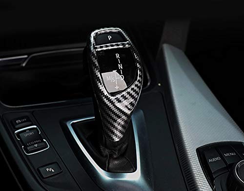 iJDMTOY Glossy Black Carbon Fiber Pattern Shift Knob Cover Shell Compatible with BMW Fxx 2 3 4 5 6 Series X3 X4 X5 X6 Performance Sports Shifter