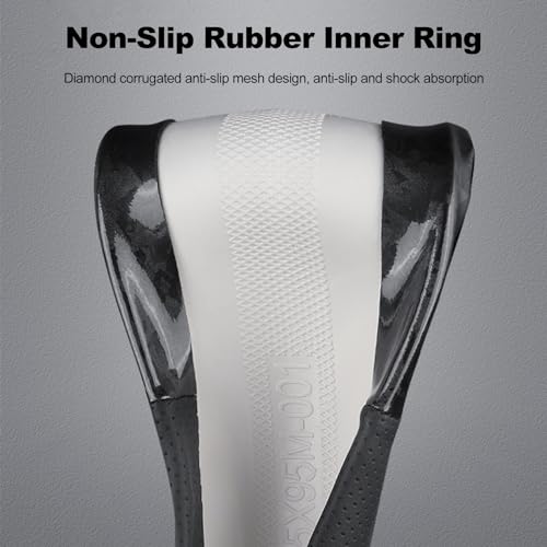 Ergocar Car Steering Wheel Sleeve, Round Forged Carbon Fiber and Leather Material Steering Wheel Sleeve, 37-38cm/14.5-15inch, Non-Slip, Soft, Breathable, Sports Style