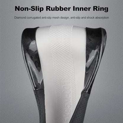 Ergocar Car Steering Wheel Sleeve, Round Forged Carbon Fiber and Leather Material Steering Wheel Sleeve, 37-38cm/14.5-15inch, Non-Slip, Soft, Breathable, Sports Style