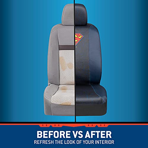 Warner Bros DC Comics Superman Universal Fit Seat Covers Car Accessories - with Removable Head Cover & Matching Seat Belt Pads, Side Airbag Compatible Easy Install for Car Truck Van SUV - size: 2 Front, style: Superman