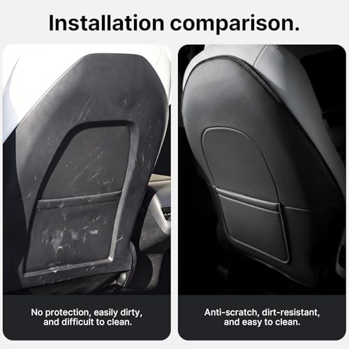 2Pcs for Tesla Model 3/Y 2017-2026 Juniper/Highland(Not for Standard), Leather Seat Back Kick Protectors Accessories, Kids Mats Waterproof Pet Covers