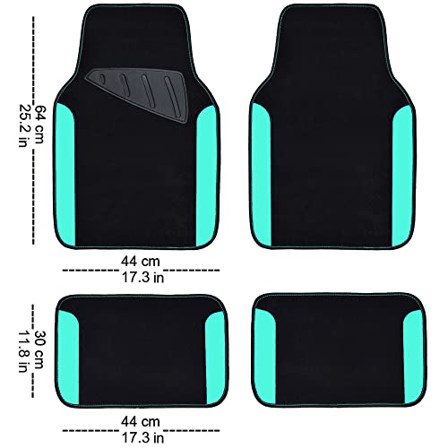 CAR PASS Waterproof Universal Fit Car Floor Mats, Teal Car Mats Fit for SUV,Vans,sedans, Trucks,Set of 4pcs Car Carpet for Women(Black with Mint) - color: Black With Mint