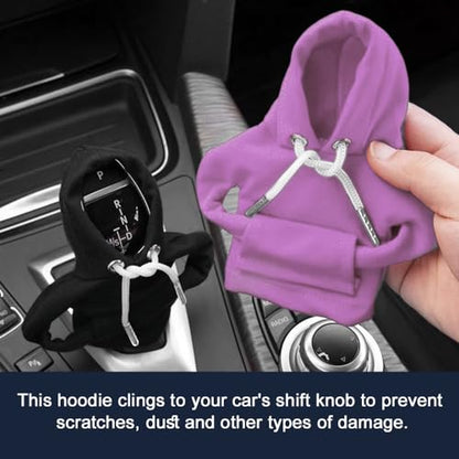 Gear Shift Hoodie, Car Gear Shift Cover, Fashionable Hoodie Car Shifter Knobs, Auto Interior Decor Accessories Cute Shifter Knob Hoodies Universal for Manual & Automatic (Purple)
