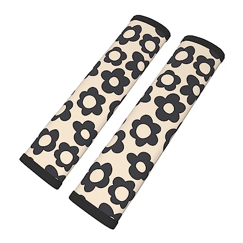 Stylish Vintage Groovy Flowers Seat Belt Covers Soft Comfortable Shoulder Strap Pads for Adults Universal Car Accessories - Pack of 2 - color: Vintage Groovy Flowers2