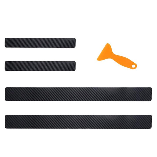 4PCS Car Door Sill Guard Protector, 3D Carbon Fiber Anti-Scratch Door Entry Edge Guard Protection Decoration, Front/Rear Door Threshold Protector Sticker Strips for Car Truck SUV (Black, 3D) - color: Black