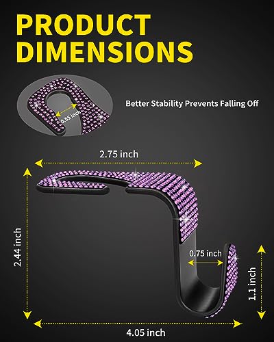 4 Pack Blink Diamond Car Seat Headrest Hooks Crystal Rhinestone Car Purse Holder Universal Interior Accessories for Handbags, Water Bottles, Coats, Umbrellas, Pink - color: Pink