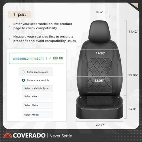 Coverado Car Seat Covers, Seat Covers Full Set, 5 Seats Automotive Seat Cover, Mesh Breathable Seat Protectors, Universal Fit for Most Cars - color: Black, size: FullSet