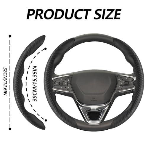 2pcs Universal Fit Carbon Fiber Steering Wheel Cover, Anti-Skid Steering Wheel Cover/Segmented Steering Wheel Protector/Car Interior Accessories (Black) - color: black