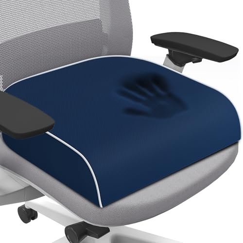 Seat Cushion for Tailbone Pain Relief, Office Chair Cushion, Memory Foam Large Chair Cushion with Non-Slip Cover for Soft Support at Office Chair, Car Seat, Airplane Drak Blue/2X-Large - color: Darkblue, size: 2X-Large