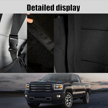 Seat Covers for Chevy Silverado & GMC Sierra 1500 2014 2015 2016 2017 2018 Front Foam Padded Heavy-Duty Automotive Seat Cover Set - Black - size: 14-18 Front