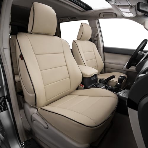 EKR 4runner Seat Covers Full Set (7 Seats) 2010-2024,Car Seat Cover for Toyota 4 Runner,Custom Car Seat Protector Waterproof,Leather Car Seat Cushion,Front Back Car Seat Covers,Leather (Beige) - color: Faux Leather(Beige), size: 2010-2024 3-row,7 Seats Mo