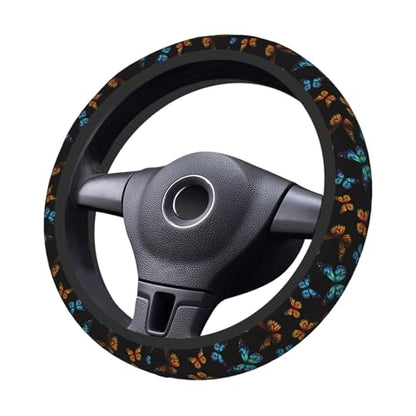 Butterfly Abstract Butterflies Car Steering Wheel Cover,Non-Slip Elastic Neoprene-Sweat Car Accessories,Universal 15 Inch Fit Auto, Vans Trucks,Suvs, Truck - color: Butterfly