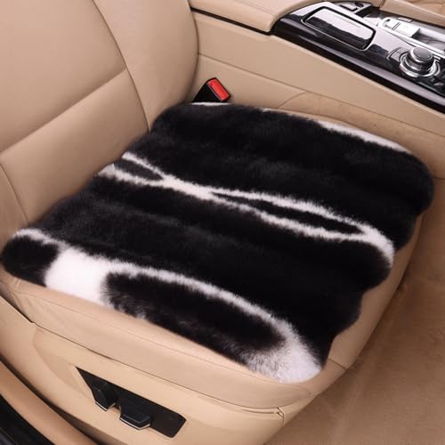 1 Piece Front Faux Sheepskin Fur Car Seat Cover, 17 Inchs Thin Fluffy Cute Black Car Seat Cover for Fuzzy Soft Auto Universal Plush Vehicle Seat Protector Pad Accessories - color: Black, size: 1 Pc Front Seat