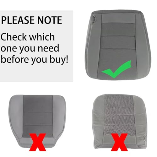 SecosAutoparts Driver Side Bottom & Foam Cushion Replacement Cloth Seat Covers Gray Compatible with Ford F250 F350 F450 F550 2003 2004 2005 2006 2007