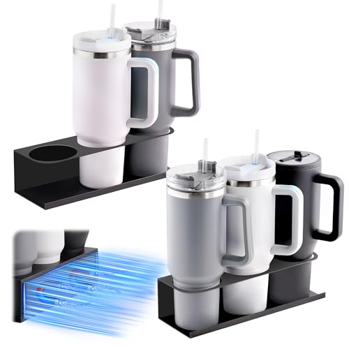 2 Pack Strong Magnetic Cup Holder for Stanley 30 & 40 oz Tumbler - Heavy Duty Magnet - Water Bottle Organizer for Fridge, Cabinet, Office - Fit Stanley Cup Accessories - color: Black|2 Pack