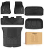 LASFIT 6PCS Floor Mats for Tesla Model Y 2025 2024 2023-2020 5 Seater (Not Fit 7 Seater, Not Fit Juniper), All Weather TPE Custom Fit Floor Liners with Full Set Car Mats & Trunk Mats Accessories