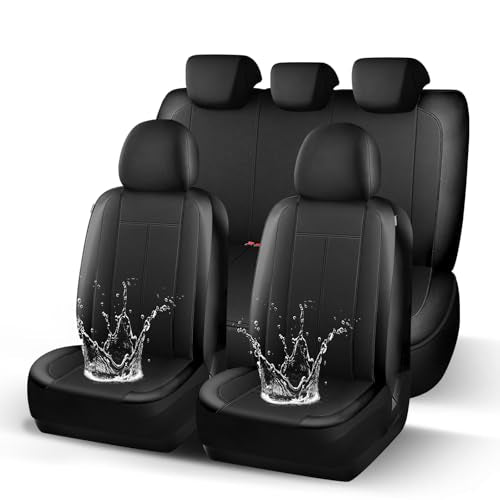 HChengkikz Car seat Covers Full Set, Waterproof Neoprene Seat Covers, Airbag Compatibable, Universal Automotive Comfort Protection for Most Cars, Trucks, SUVs (Black) - color: N816 Black, size: Full Set